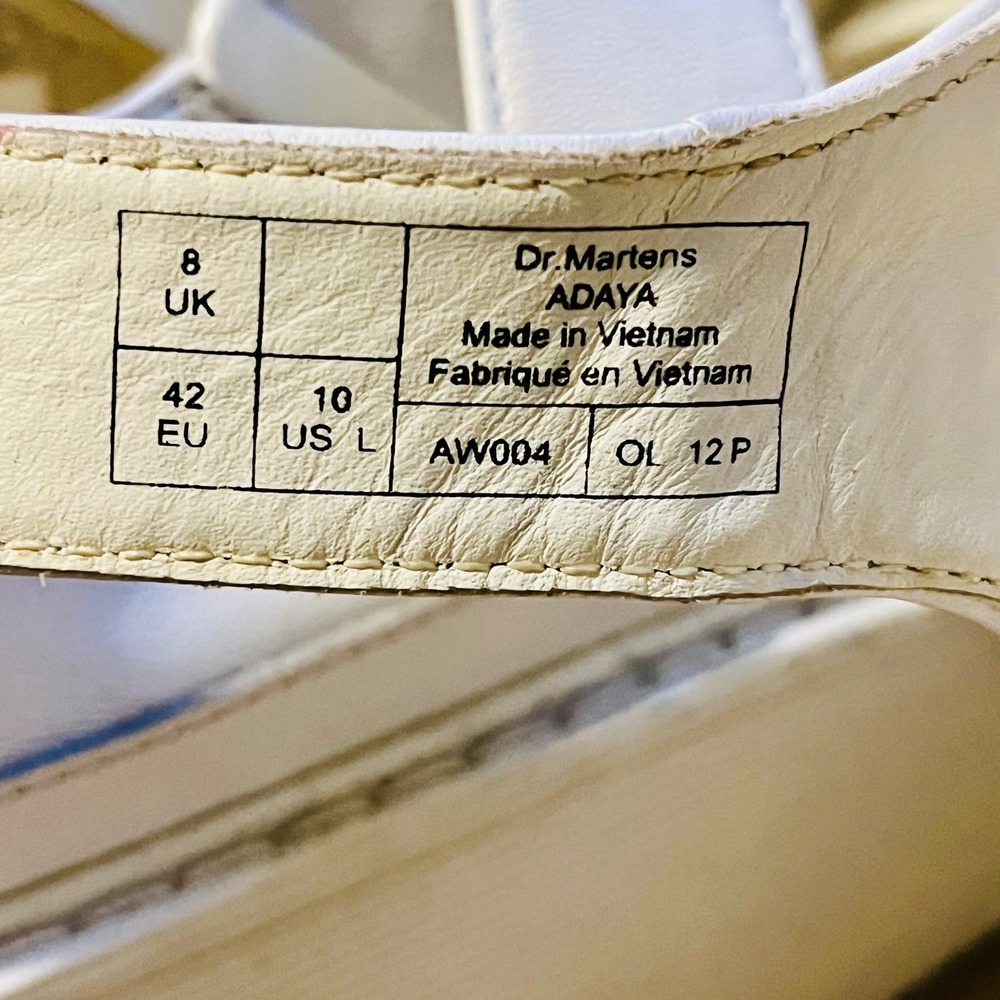 Dr Martens Adaya Platform T-Strap Wedge Sandals Women 10 White Leather Y2K Bratz - Picture 7 of 12